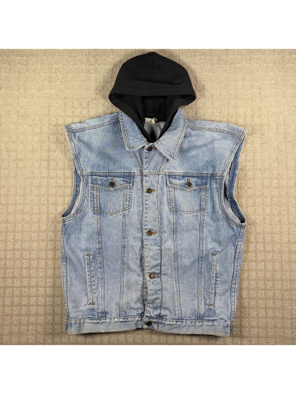 Jonathan G Baseball Grand Slam Denim Hooded Vest L